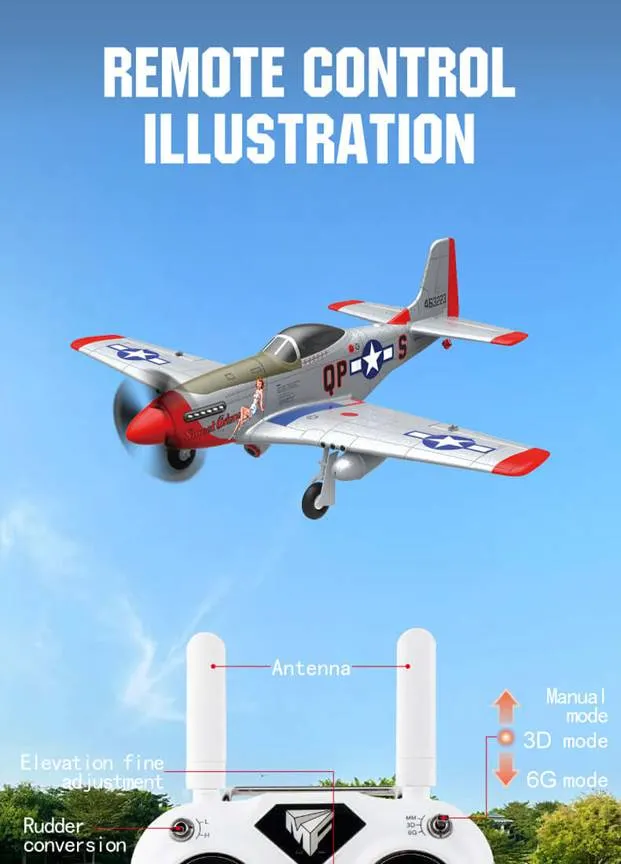 MOFLY P-51D 690mm Brushless RC Warbird, Optional FPV Camera & Phone Mount