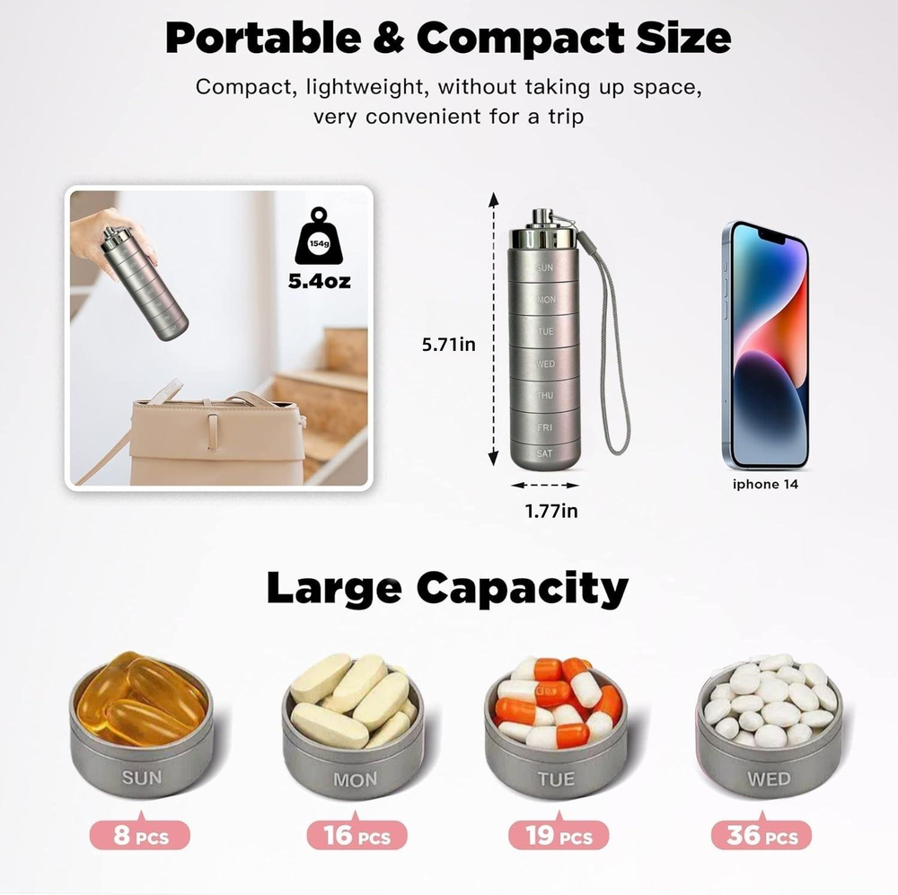 🚀 LIMITED OFFER 50% OFF – Shop Now! 🧳💊Metal Travel Pill Organizer