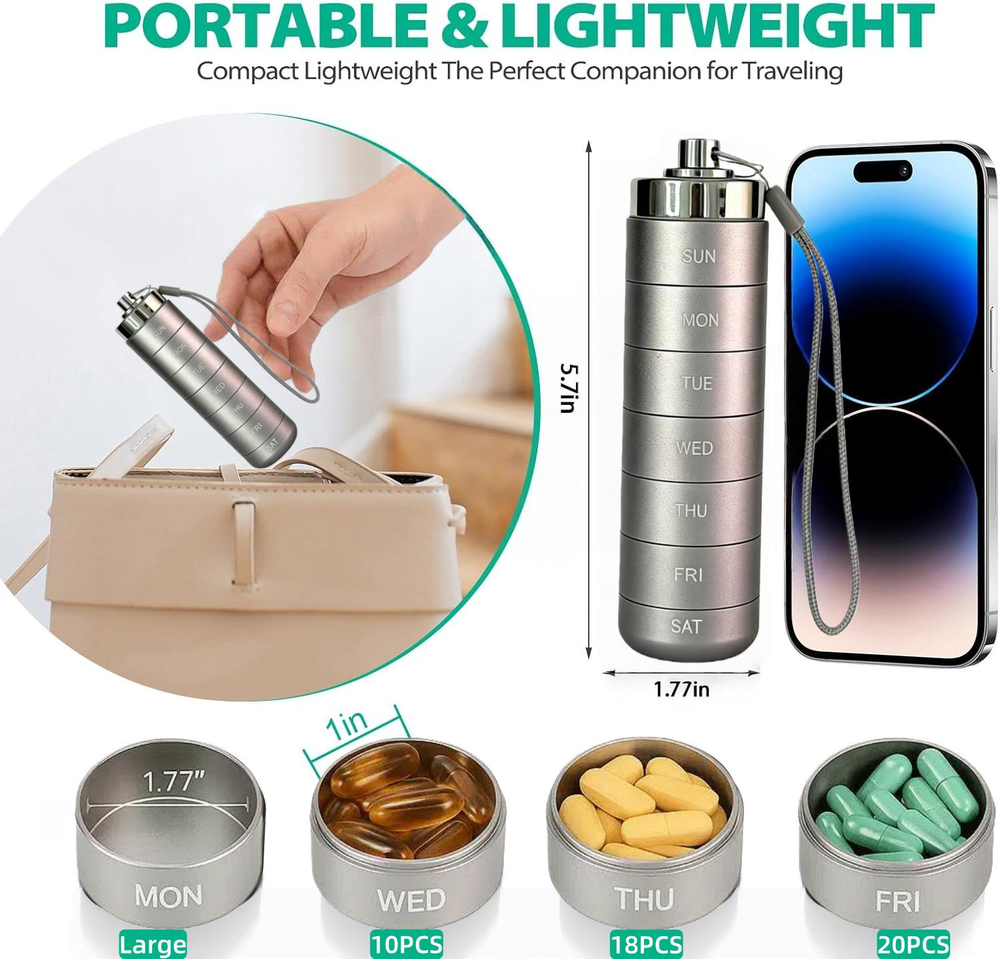 🚀 LIMITED OFFER 50% OFF – Shop Now! 🧳💊Metal Travel Pill Organizer